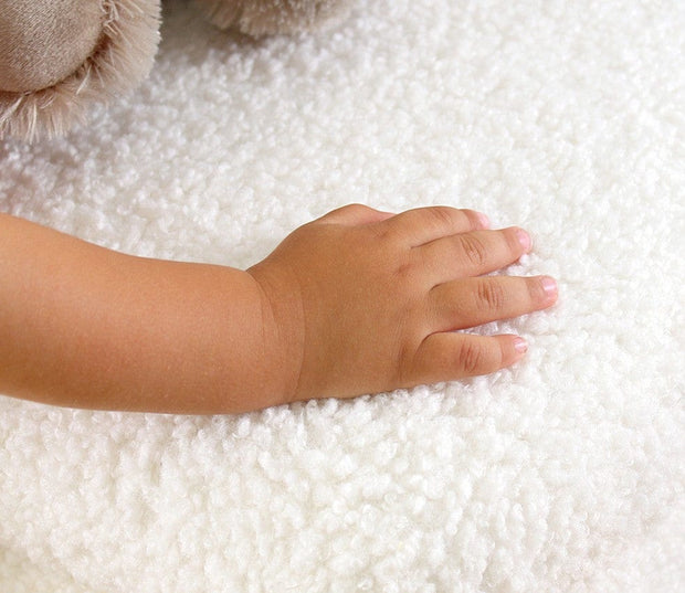 Asir Taburet tapitat cu stofa boucle, Moouv Alb, l61xA32xH33 cm