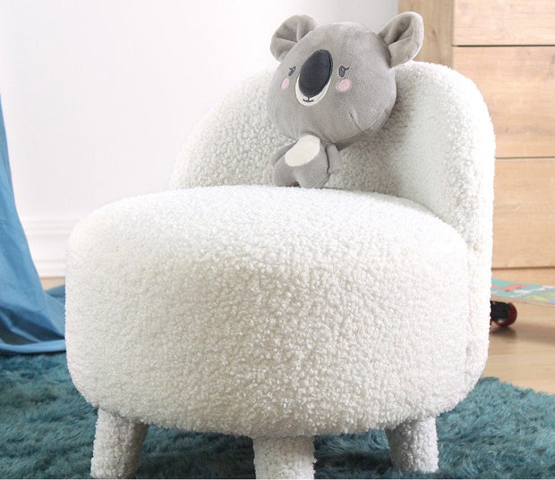 Asir Taburet tapitat cu stofa boucle, Moouv Alb, Ø46xH51 cm