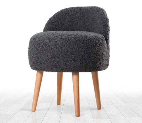 Asir Taburet tapitat cu stofa boucle, Rufmee Gri Inchis, l48xA48xH64 cm