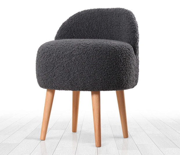 Asir Taburet tapitat cu stofa boucle, Rufmee Gri Inchis, l48xA48xH64 cm