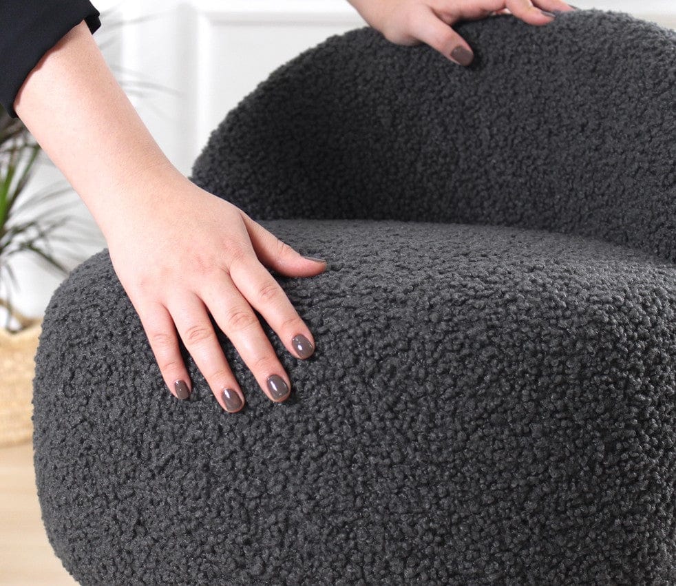 Asir Taburet tapitat cu stofa boucle, Rufmee Gri Inchis, l48xA48xH64 cm