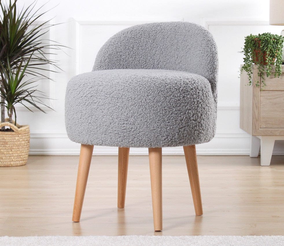 Asir Taburet tapitat cu stofa boucle, Rufmee Gri, l48xA48xH64 cm