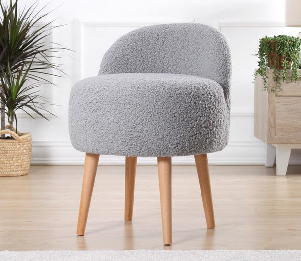 Asir Taburet tapitat cu stofa boucle, Rufmee Gri, l48xA48xH64 cm