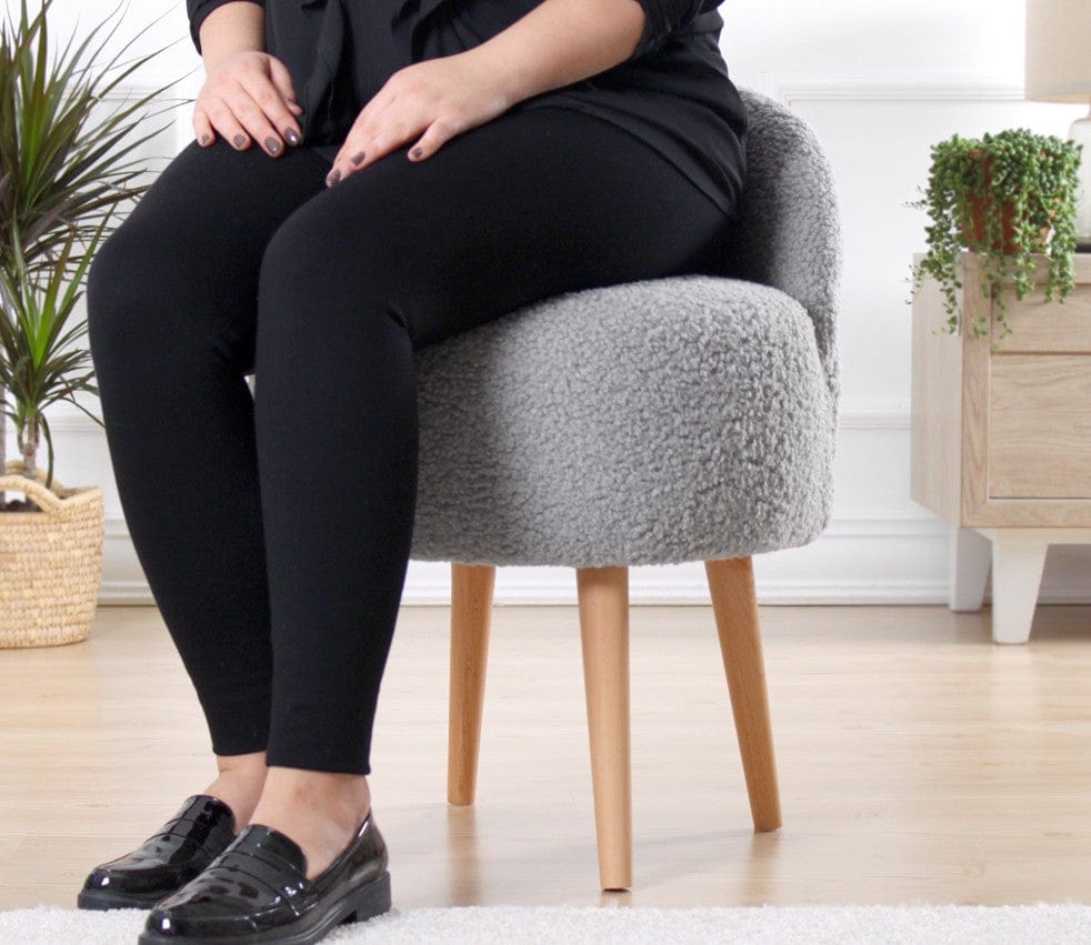 Asir Taburet tapitat cu stofa boucle, Rufmee Gri, l48xA48xH64 cm