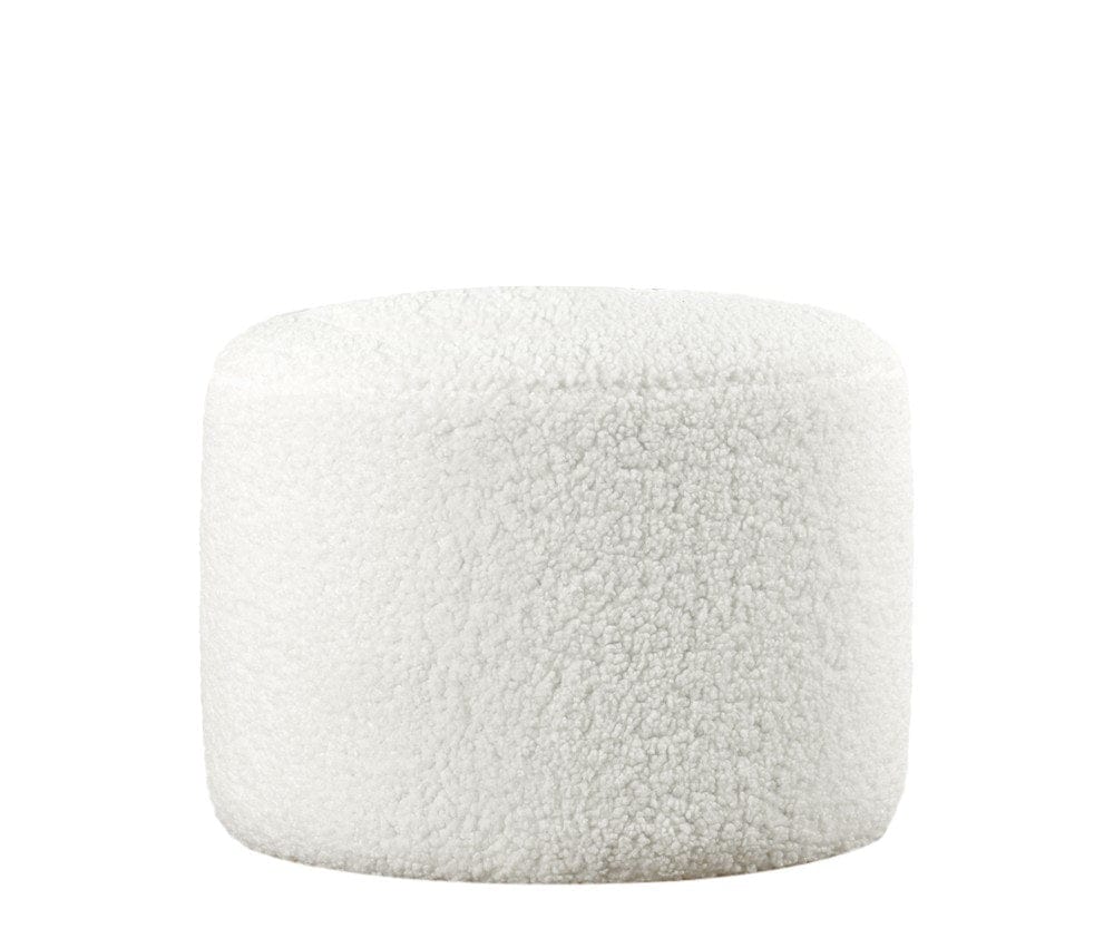 Asir Taburet tapitat cu stofa boucle, Skylee Alb, Ø54xH39 cm