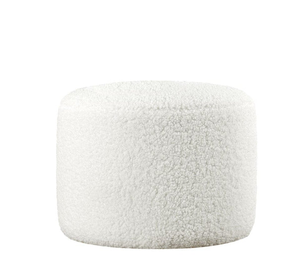 Asir Taburet tapitat cu stofa boucle, Skylee Alb, Ø54xH39 cm