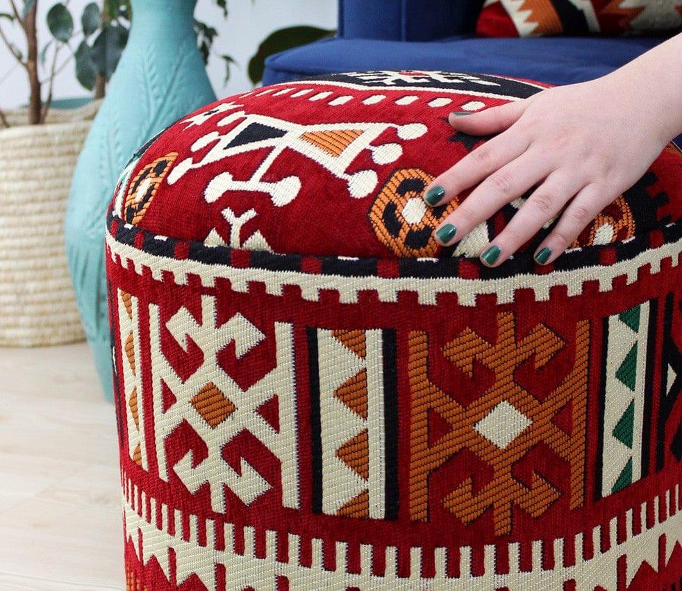 Taburet tapitat cu stofa, Bozok Patch II Multicolor, Ø40xH46 cm (4)