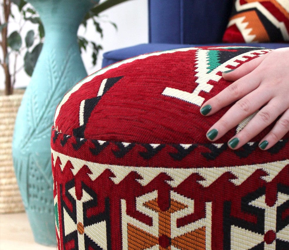 Taburet tapitat cu stofa, Bozok Patch III Multicolor, Ø40xH46 cm (3)