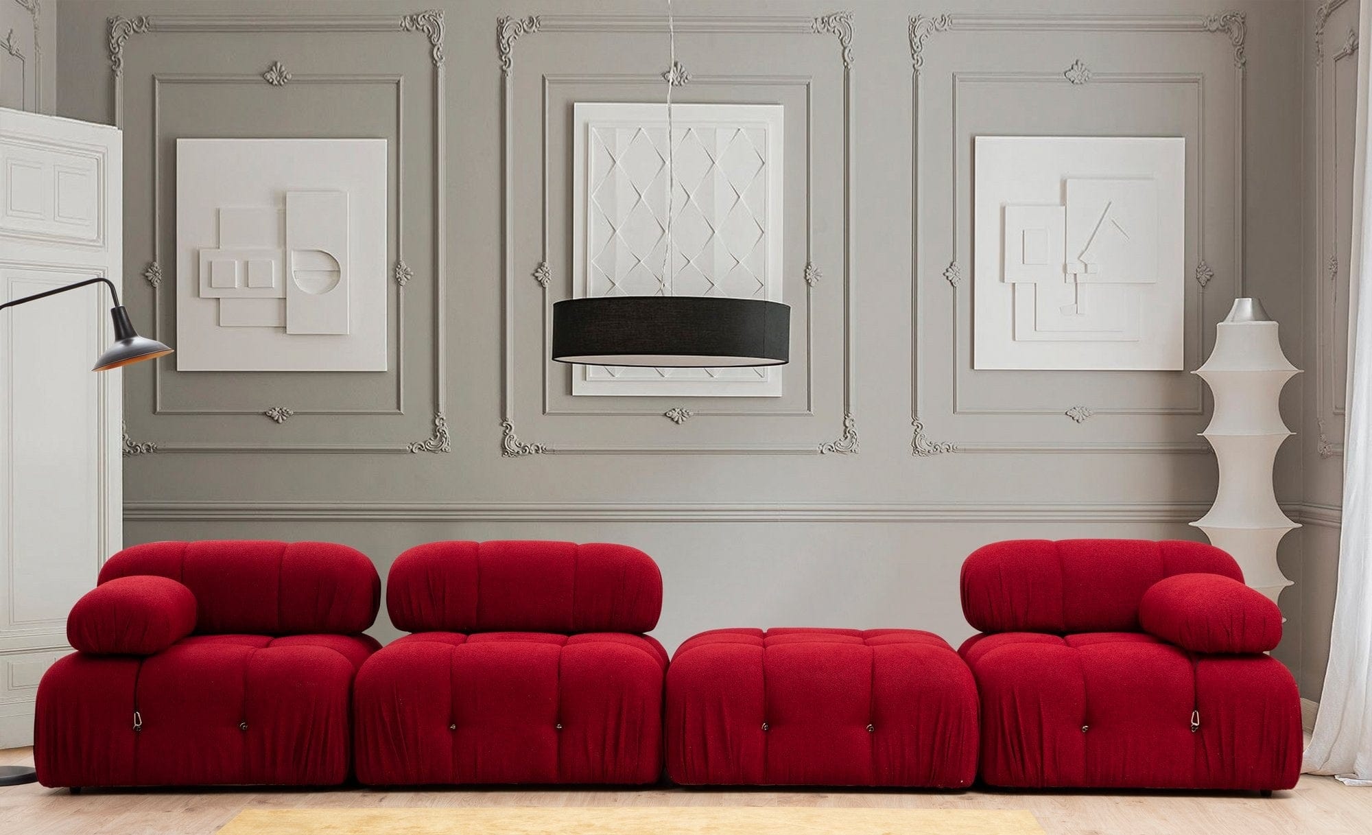 Asir Taburet tapitat cu stofa, Bubble Rosu, l95xA95xH45 cm