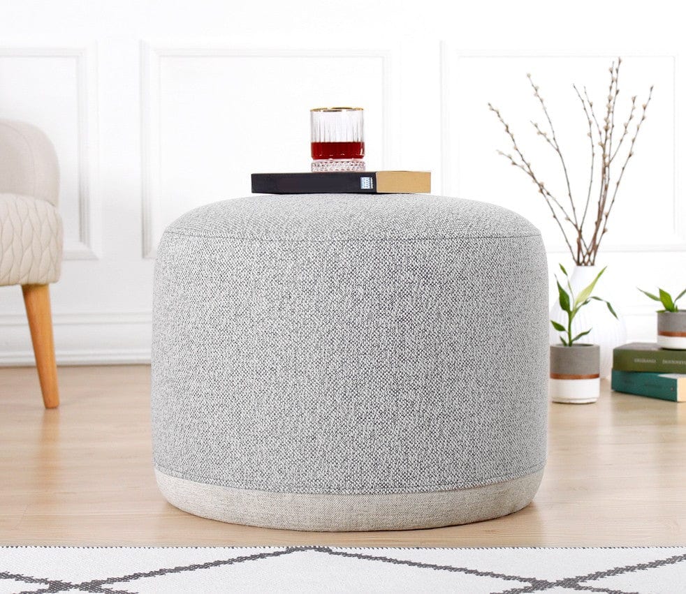 Asir Taburet tapitat cu stofa, Cedre Gri deschis, Ø51xH41 cm