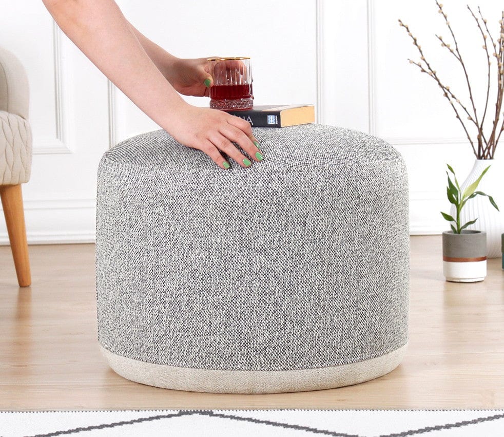 Asir Taburet tapitat cu stofa, Cedre Gri, Ø51xH41 cm