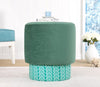 Taburet tapitat cu stofa, Colyos Verde / Multicolor, Ø43xH46 cm (1)