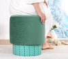 Asir Taburet tapitat cu stofa, Colyos Verde / Multicolor, Ø43xH46 cm