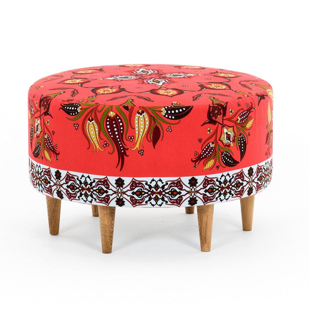 Asir Taburet tapitat cu stofa, Como Multicolor, Ø65xH40 cm