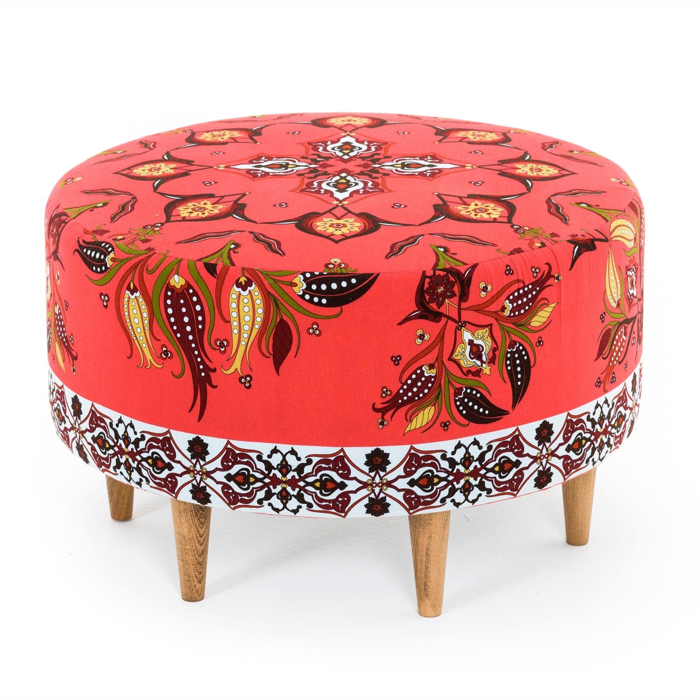 Asir Taburet tapitat cu stofa, Como Multicolor, Ø65xH40 cm