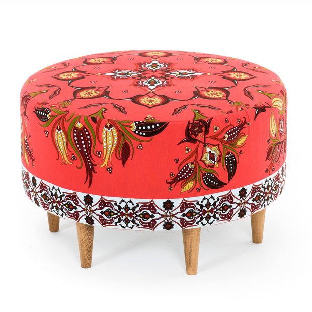 Asir Taburet tapitat cu stofa, Como Multicolor, Ø65xH40 cm