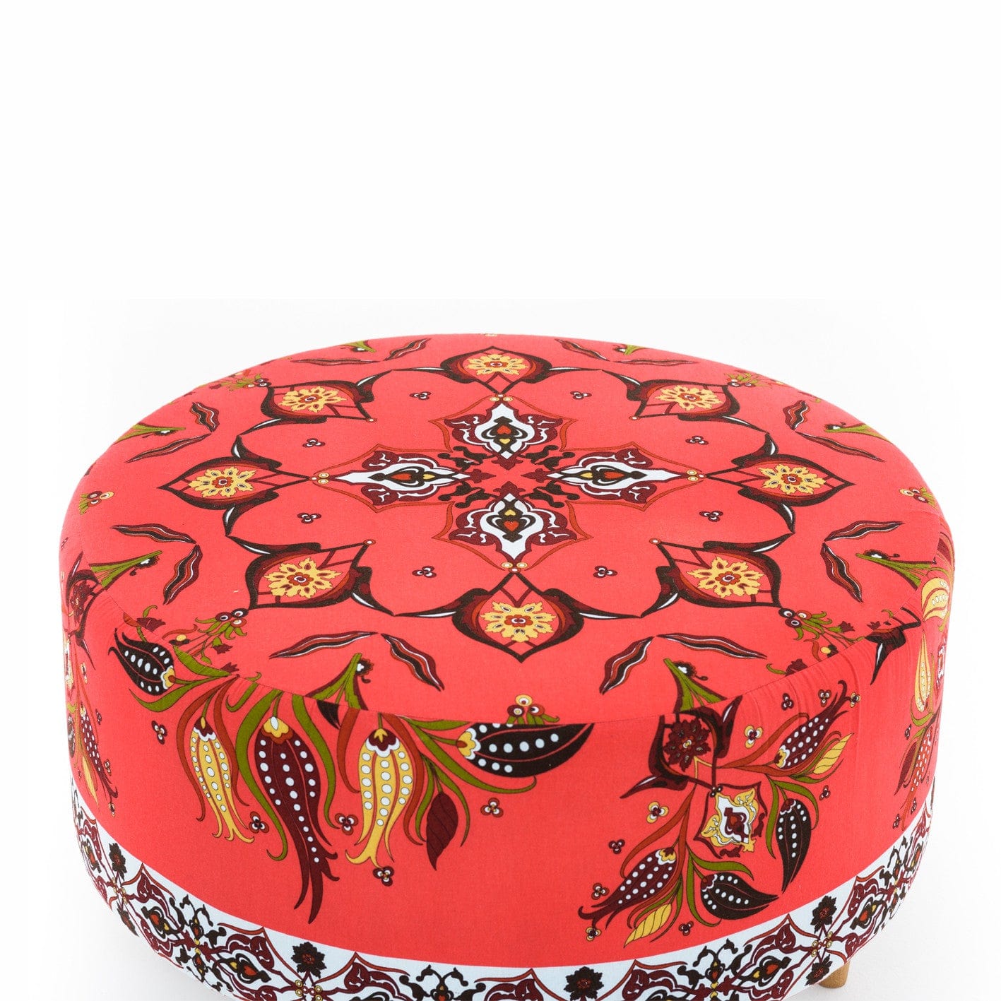 Asir Taburet tapitat cu stofa, Como Multicolor, Ø65xH40 cm