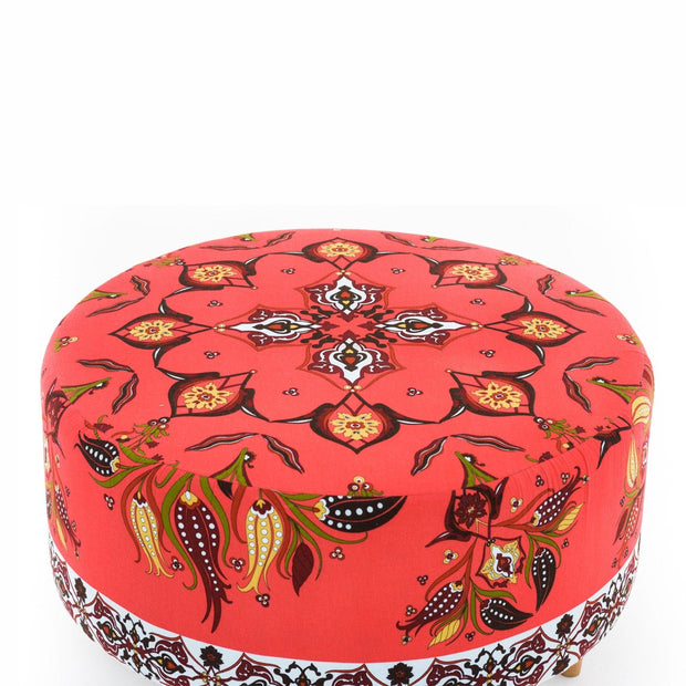 Asir Taburet tapitat cu stofa, Como Multicolor, Ø65xH40 cm