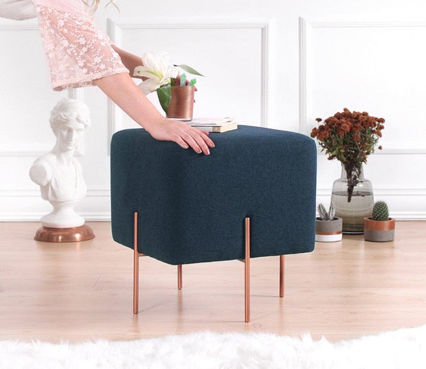Asir Taburet tapitat cu stofa, Copper Bleumarin, l40xA40xH42 cm