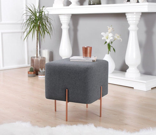 Asir Taburet tapitat cu stofa, Copper Gri Inchis, l40xA40xH42 cm