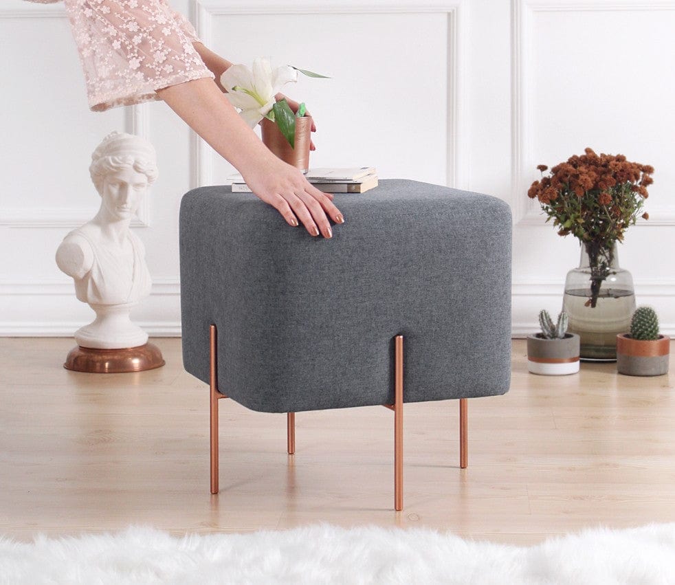 Asir Taburet tapitat cu stofa, Copper Gri Inchis, l40xA40xH42 cm