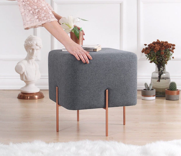 Asir Taburet tapitat cu stofa, Copper Gri Inchis, l40xA40xH42 cm