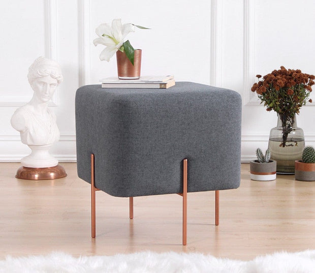 Asir Taburet tapitat cu stofa, Copper Gri Inchis, l40xA40xH42 cm