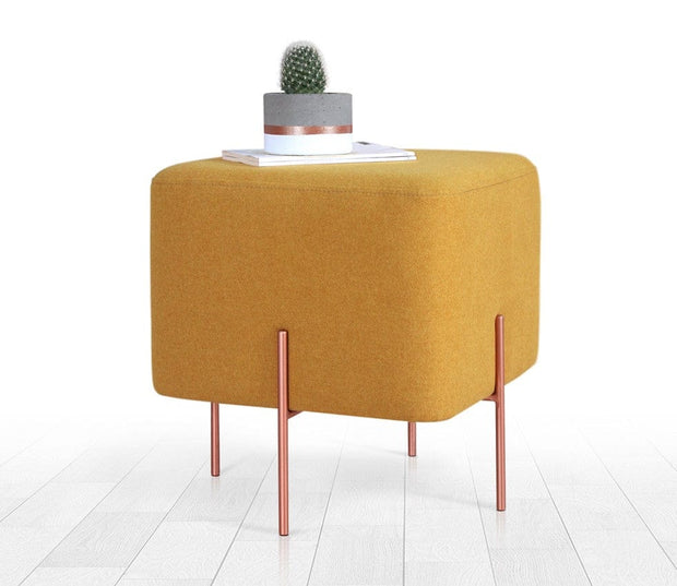 Asir Taburet tapitat cu stofa, Copper Mustariu, l40xA40xH42 cm