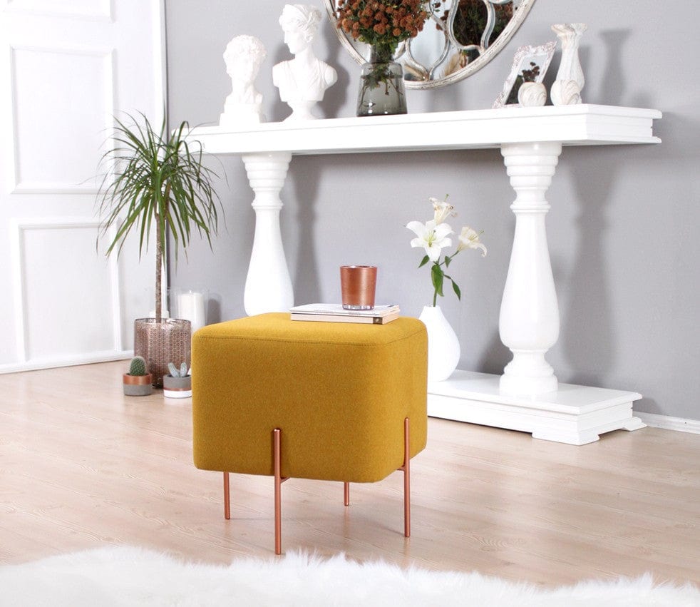 Asir Taburet tapitat cu stofa, Copper Mustariu, l40xA40xH42 cm