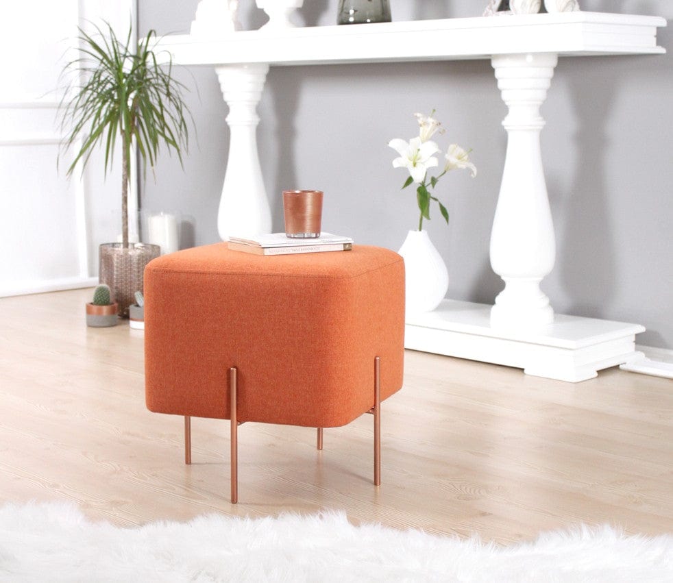 Asir Taburet tapitat cu stofa, Copper Portocaliu, l40xA40xH42 cm