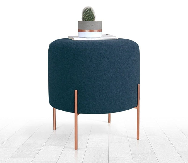 Asir Taburet tapitat cu stofa, Copper Round Bleumarin, Ø40xH42 cm
