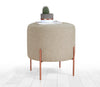 Asir Taburet tapitat cu stofa, Copper Round Cappuccino, Ø40xH42 cm