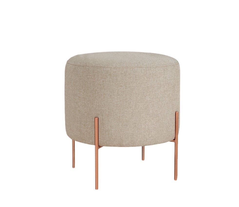 Asir Taburet tapitat cu stofa, Copper Round Cappuccino, Ø40xH42 cm