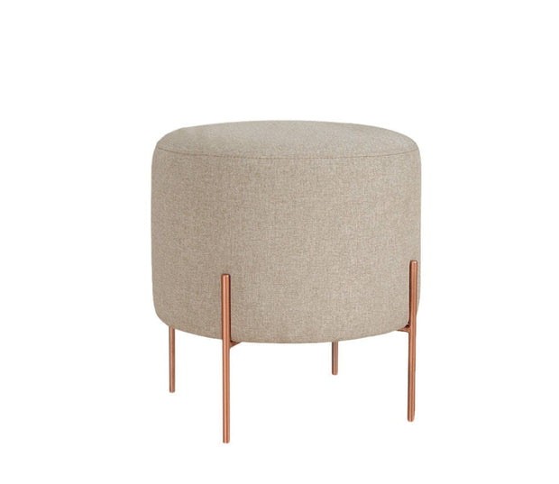 Asir Taburet tapitat cu stofa, Copper Round Cappuccino, Ø40xH42 cm