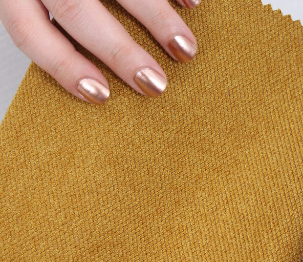 Asir Taburet tapitat cu stofa, Copper Round Mustariu, Ø40xH42 cm