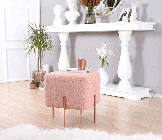 Asir Taburet tapitat cu stofa, Copper Roz, l40xA40xH42 cm