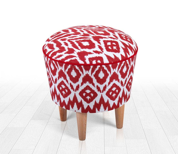 Taburet tapitat cu stofa, Cor Rosu, Ø42xH42 cm (1)