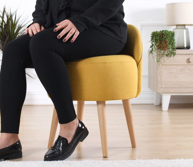 Asir Taburet tapitat cu stofa, Corvile Galben, l48xA48xH64 cm