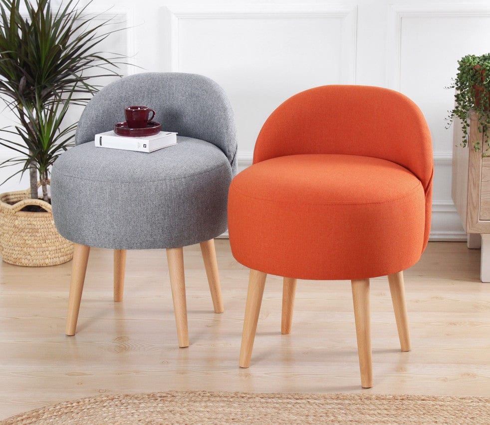 Taburet tapitat cu stofa, Corvile Portocaliu, l48xA48xH64 cm (4)