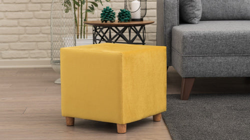 Asir Taburet tapitat cu stofa, Daisy Galben, l40xA40xH40 cm