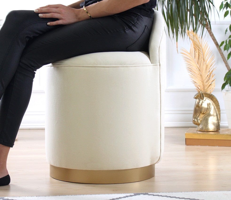 Asir Taburet tapitat cu stofa, Dover Crem, Ø40xH70 cm