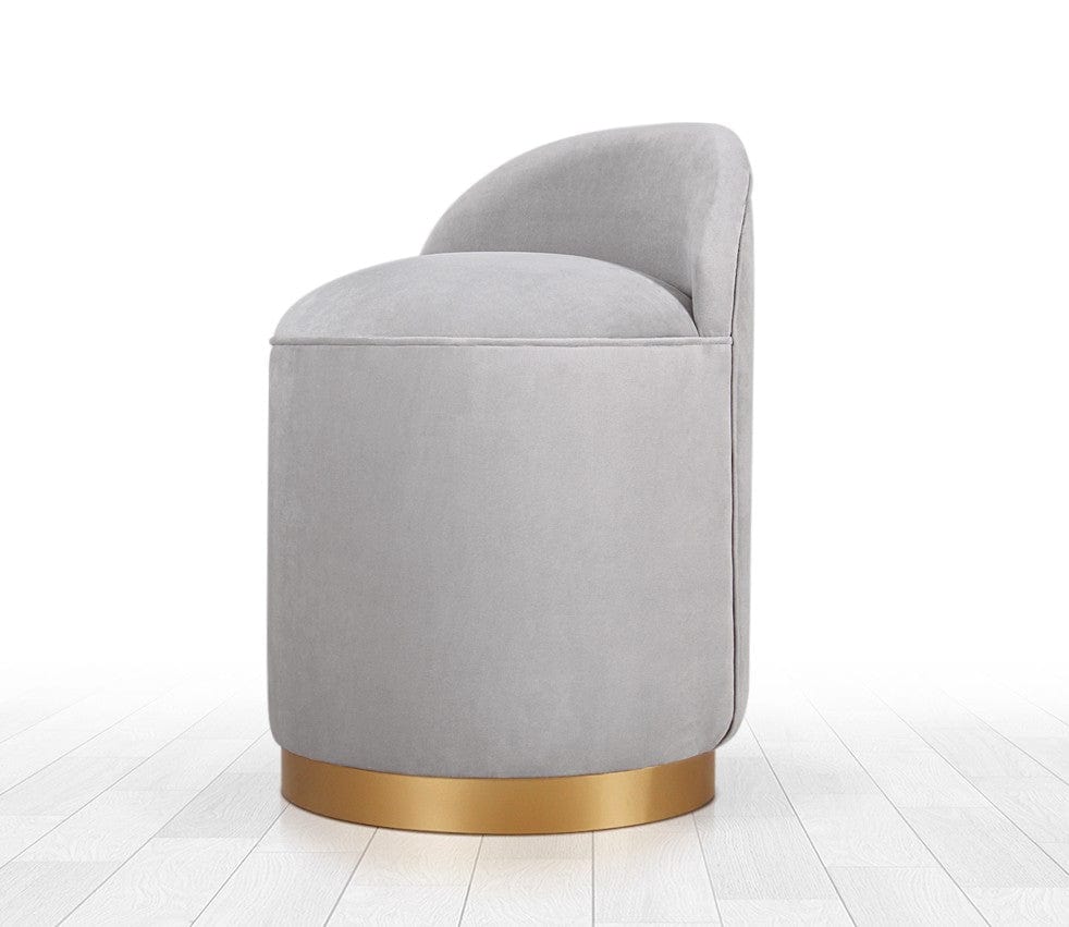 Asir Taburet tapitat cu stofa, Dover Gri deschis, Ø40xH70 cm