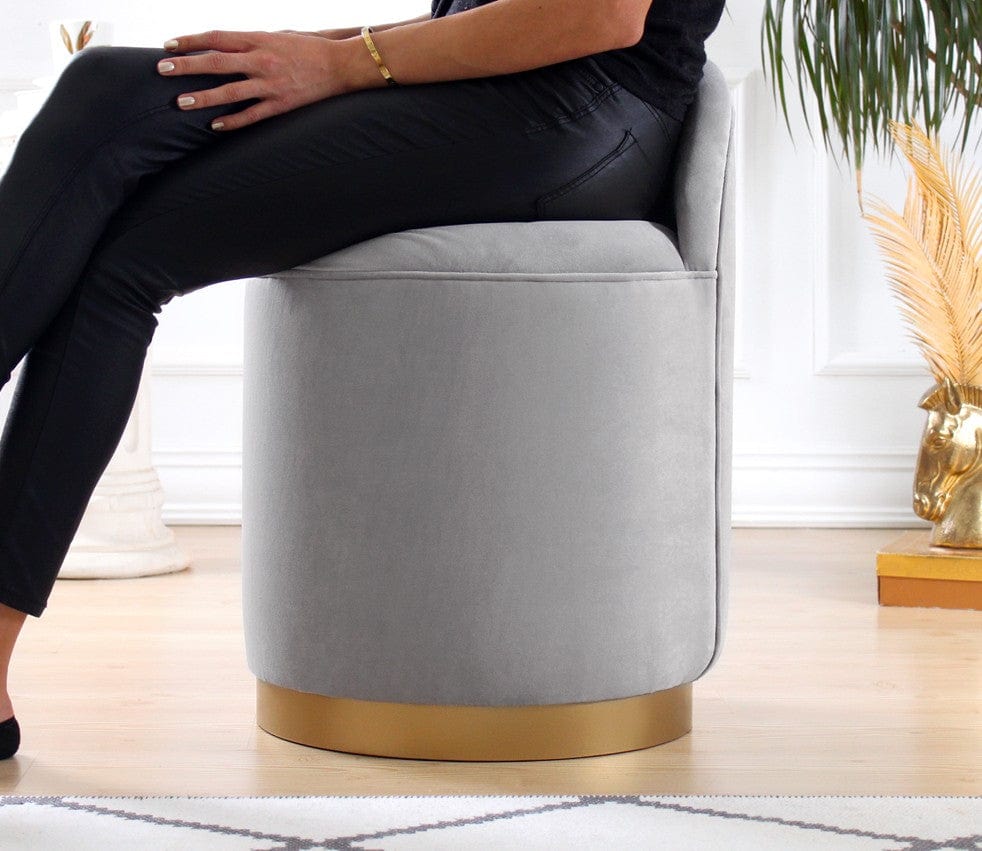 Asir Taburet tapitat cu stofa, Dover Gri deschis, Ø40xH70 cm