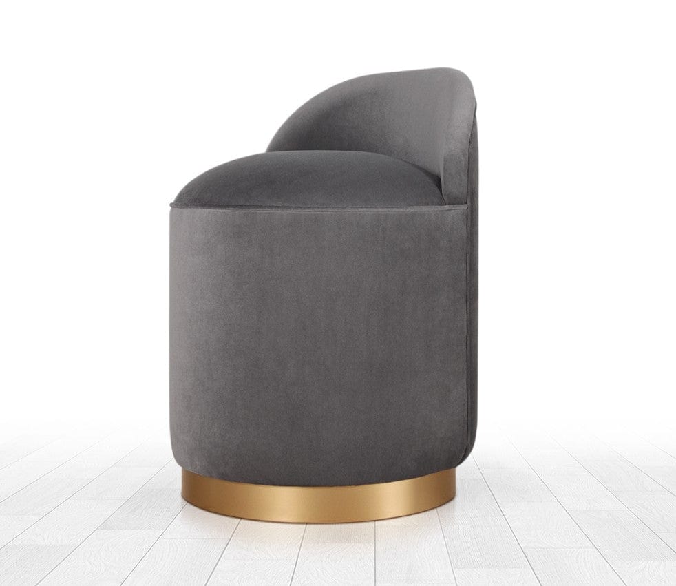 Asir Taburet tapitat cu stofa, Dover Gri Inchis, Ø40xH70 cm