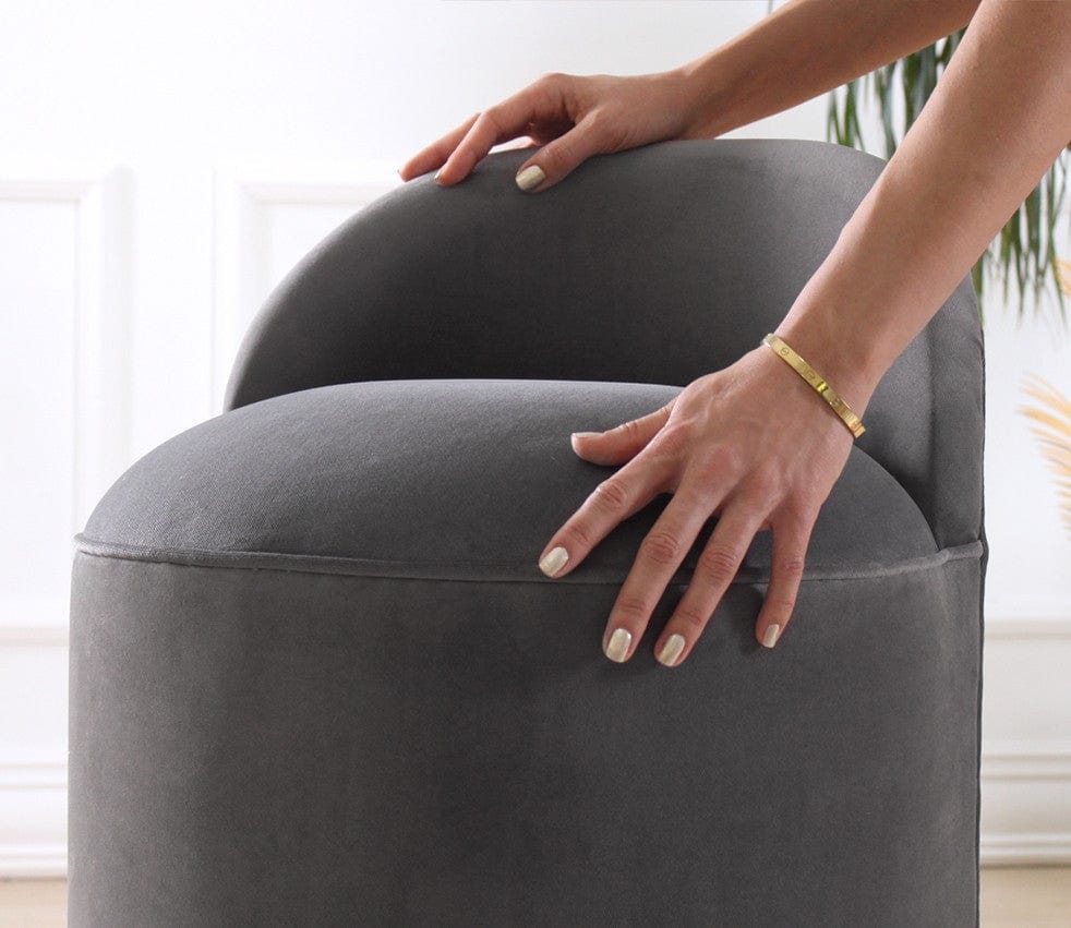 Asir Taburet tapitat cu stofa, Dover Gri Inchis, Ø40xH70 cm