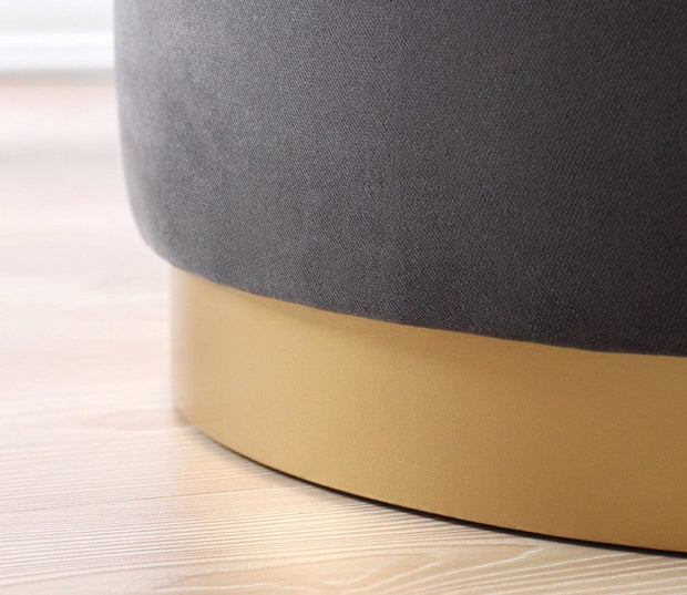 Asir Taburet tapitat cu stofa, Dover Gri Inchis, Ø40xH70 cm