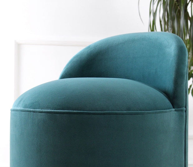 Asir Taburet tapitat cu stofa, Dover Petrol, Ø40xH70 cm