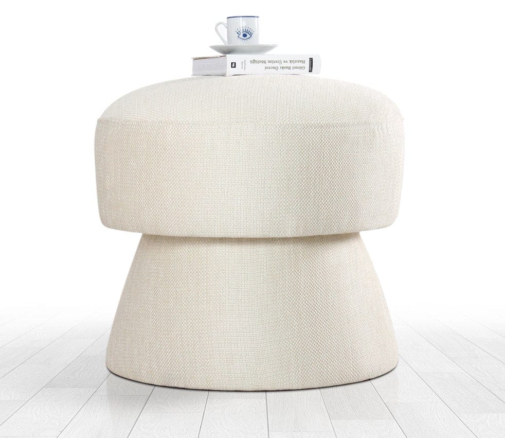 Asir Taburet tapitat cu stofa, Endor Crem, Ø48xH45 cm