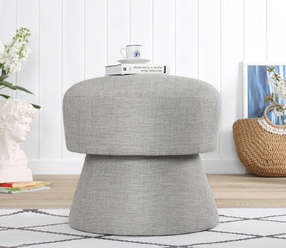 Asir Taburet tapitat cu stofa, Endor Gri deschis, Ø48xH45 cm