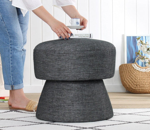 Asir Taburet tapitat cu stofa, Endor Gri Inchis, Ø48xH45 cm